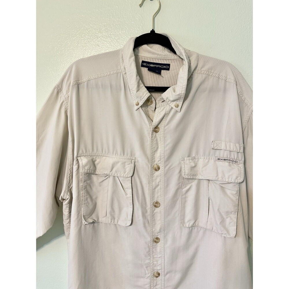 ExOfficio Shirt Mens XXL Beige Tan Brown Nylon Vented Mesh‎ Hiking Outdoors - Picture 3 of 16